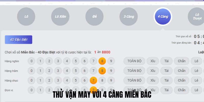 Thử vận may với 4 càng miền Bắc